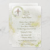 柔らかい緑の洗礼の招待で優雅な 招待状 (正面/裏面)