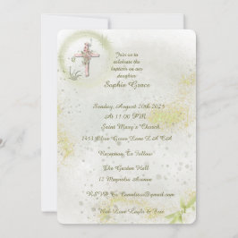 柔らかい緑の洗礼の招待で優雅な 招待状