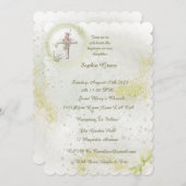 柔らかい緑の洗礼の招待で優雅な 招待状 (正面/裏面)