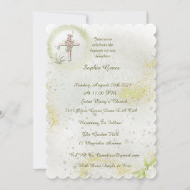 柔らかい緑の洗礼の招待で優雅な 招待状