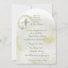 柔らかい緑の洗礼の招待で優雅な 招待状