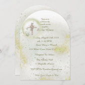 柔らかい緑の洗礼の招待で優雅な 招待状 (正面/裏面)