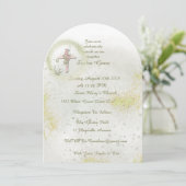 柔らかい緑の洗礼の招待で優雅な 招待状 (スタンド正面)