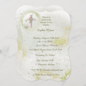 柔らかい緑の洗礼の招待で優雅な 招待状 (正面/裏面)
