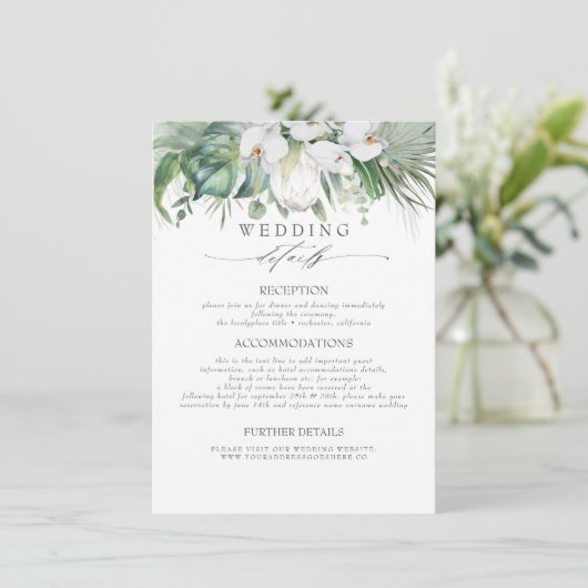 柔らかい緑の熱帯結婚の花の情報 エンクロージャーカード (スタンド正面)