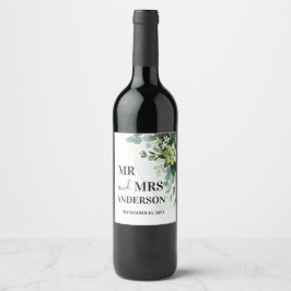 柔らかい緑の結婚多肉性のフローラ植物紙 ワインラベル