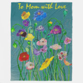 柔らかい緑の背景の野生のケシ フリースブランケット (正面)