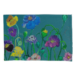 柔らかい緑の背景の野生のケシ 枕カバー