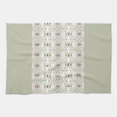 柔らかい緑の花の模様 キッチンタオル (横)