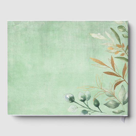 柔らかい緑の金ゴールドサファリジャングルベビーシャワー ゲストブック (裏面)