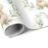 柔らかい緑の金ゴールドバニーイースターラビットベイビーシャワー ラッピングペーパー (ロールコーナー)