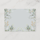 柔らかい緑の金ゴールド赤ちゃんシャワーおむつラッフル エンクロージャーカード (裏面)