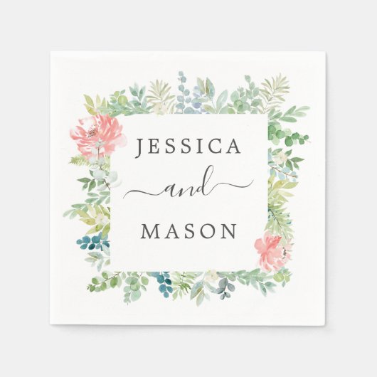 柔らかい緑結婚のカクテルナプキン スタンダードカクテルナプキン (正面)