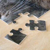 柔らかい緑色の目のトラの子猫猫 ジグソーパズル (側面)