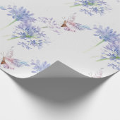 柔らかい繊細なバタフライガーデンフラワーフローラアート ラッピングペーパー (角)