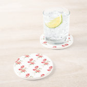 柔らかい繊細なピンクと赤いバラのエレガントフローラ コースター (側面)