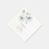 柔らかい繊細な埃っぽい青い金ゴールドの結婚花 スタンダードカクテルナプキン (角)