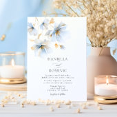 柔らかい繊細な埃っぽい青い金ゴールドの結婚花 招待状