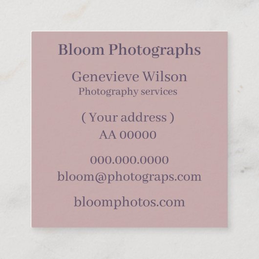 柔らかい美しいラベンダーフィールドの名刺 スクエア名刺 (裏面)