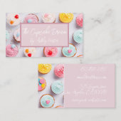 柔らかい色のカップケーキのベーカリー 名刺 (正面/裏面)