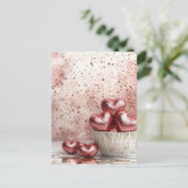 柔らかい色のグリッターハートバレンタインデー ポストカード (スタンド正面)