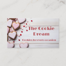 柔らかい色のハート型のクッキー・ベーカリー 名刺