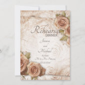 柔らかい色のバラ結婚のリハーサルディナー 招待状 (正面)