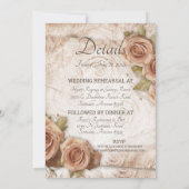 柔らかい色のバラ結婚のリハーサルディナー 招待状 (裏面)
