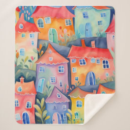 柔らかい色のパステルリトルハウス、穏やかな色 シェルパブランケット