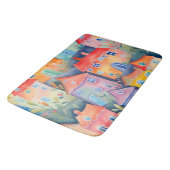 柔らかい色のパステルリトルハウス、穏やかな色 バスマット (アングル)