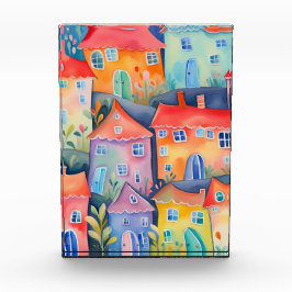 柔らかい色のパステルリトルハウス、穏やかな色 フォトブロック