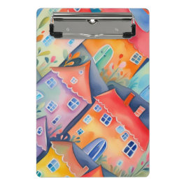 柔らかい色のパステルリトルハウス、穏やかな色 ミニクリップボード