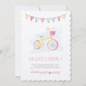 柔らかい色のピンクのサイクリングの誕生日の招待状 招待状 (正面)
