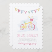 柔らかい色のピンクのサイクリングの誕生日の招待状 招待状 (正面/裏面)