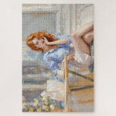 柔らかい色の夢のような穏やかな赤い髪の女性 ジグソーパズル (縦)