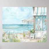 柔らかい色の水彩沿岸の風景 ポスター (正面)