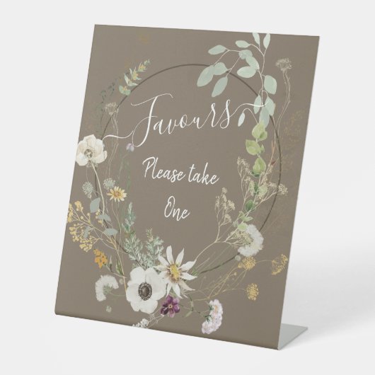 柔らかい色の野生の花の台座のサイン 台座サイン (正面)