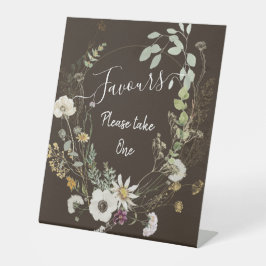 柔らかい色の野生の花の台座のサイン 台座サイン