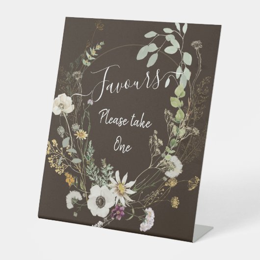 柔らかい色の野生の花の台座のサイン 台座サイン (正面)