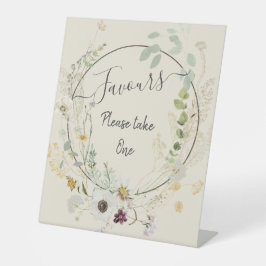 柔らかい色の野生の花の台座のサイン 台座サイン