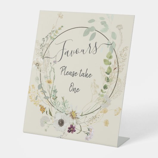 柔らかい色の野生の花の台座のサイン 台座サイン (正面)