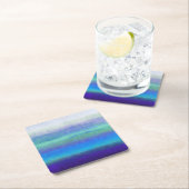 柔らかい色合いの青と緑 スクエアペーパーコースター (インサイチュ)