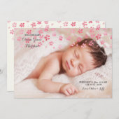 柔らかい花びらの写真の誕生の発表 案内状 (正面/裏面)