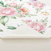 柔らかい花柄 シェルパブランケット (3/4)