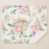 柔らかい花柄 シェルパブランケット (正面(横))