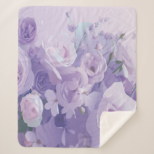 柔らかい花模様 シェルパブランケット (正面)