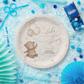 柔らかい茶色のクマとバルーン中性ベビーシャワー ペーパープレート (パーティー)