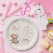 柔らかい茶色のクマとバルーン中性ベビーシャワー ペーパープレート (パーティー)