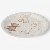 柔らかい茶色のクマとバルーン中性ベビーシャワー ペーパープレート (アングル)