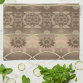 柔らかい茶色の桃と緑 キッチンタオル (折り畳み)